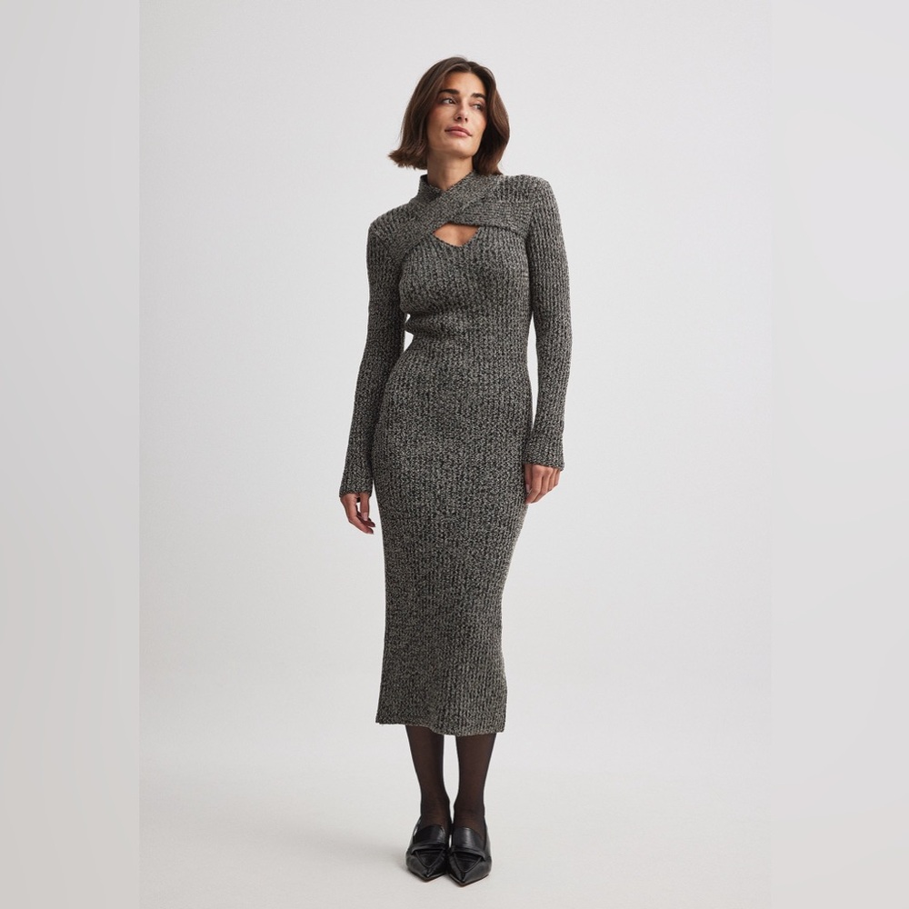 Cotton Blend Knit Midi Dress